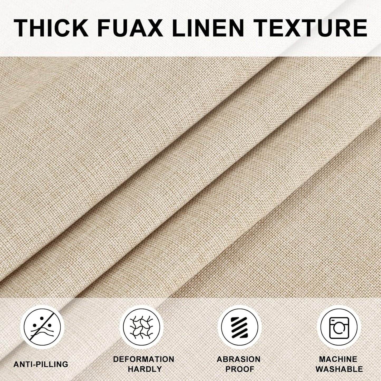 Hiasan Round Linen Tablecloth 90 Inch - Wrinkle and Stain Resistant Washable Polyester Fabric Table Cloth for Dining Room Kitchen Party, Beige