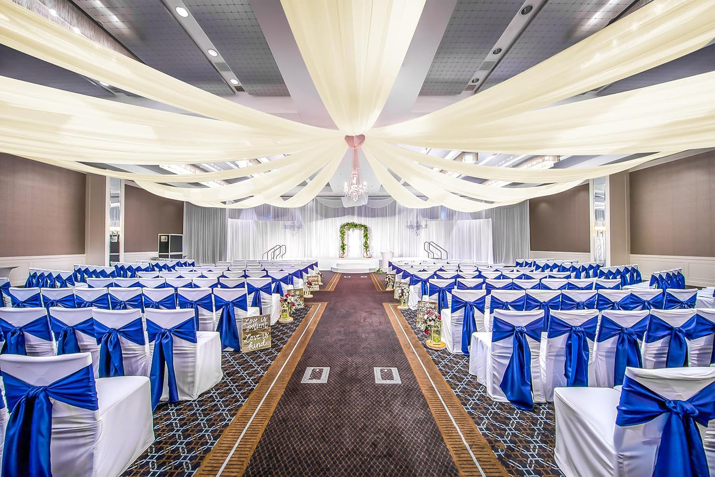 6 Panels Ivory Ceiling Drapes for Wedding, 5ftx15ft Ceiling Drapes Cheesecloth Sheer Fabric Curtain Wedding Arch Draping Fabric Romantic Ceiling Decorations for Weddings Party Ceremony Stage