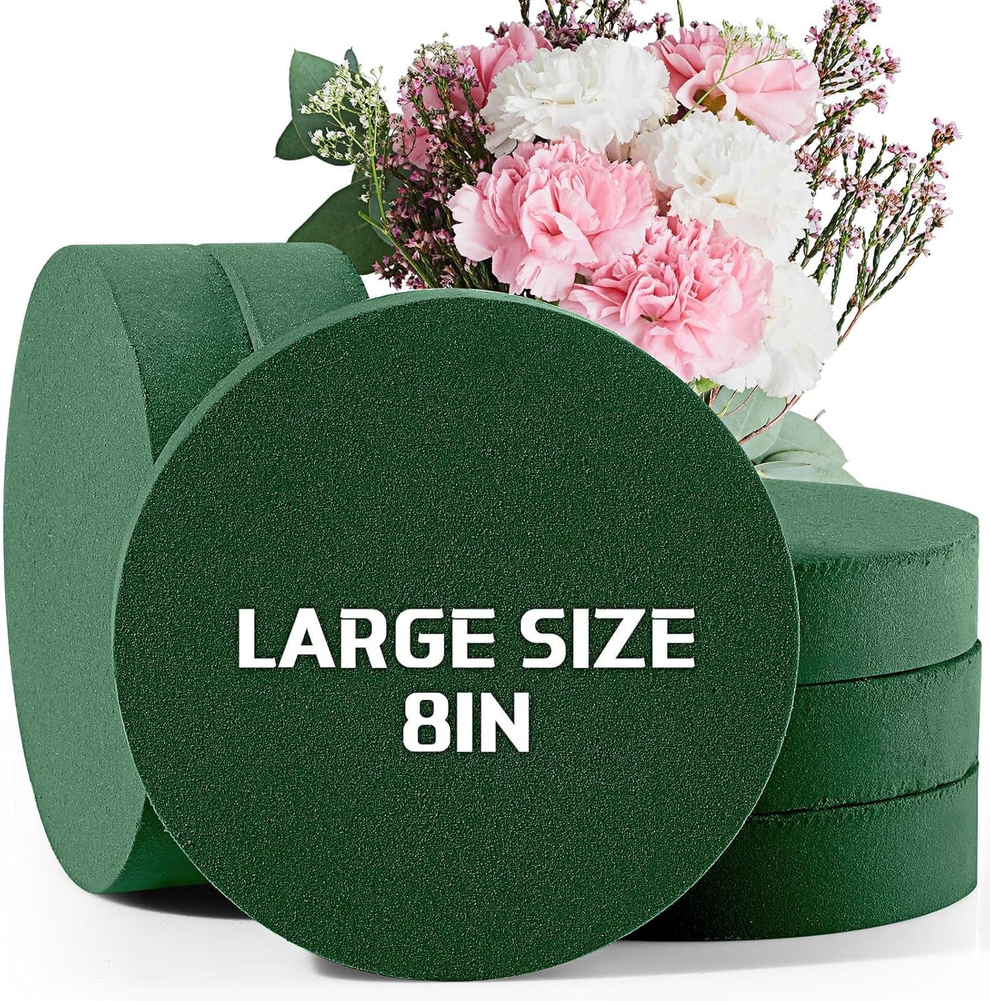 Frienda 6 Pieces Floral Foam Blocks for Artificial Flowers,Thanksgiving Christmas Party Supplies, Dry & Wet Floral Foam Round Kit for Flower Arrangement Wedding Decoration(8 x 1.57 Inch)