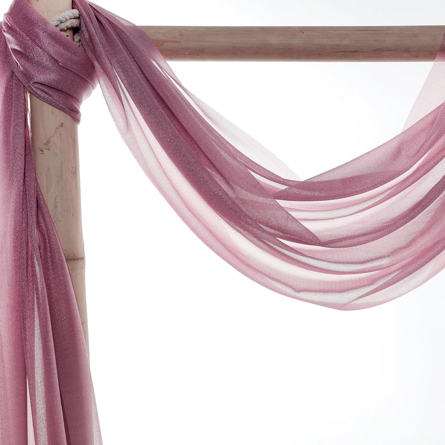 VDS Pack of 1 Panel (30 Inch X 20 Feet) Wedding Arch Draping Fabric Sheer Chiffon Fabric Drapery for Wedding Ceremony Reception Swag Backdrop Canopy Chuppah ARBO Altars Decoration (Mauva)