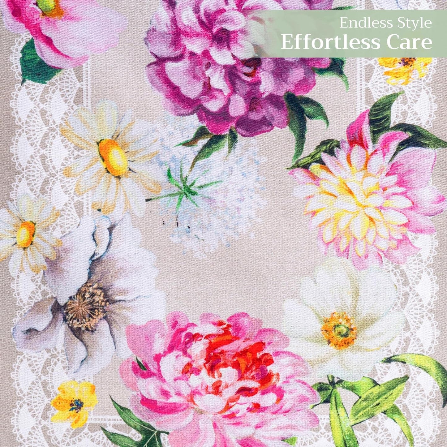 Maison d' Hermine Table Runner 100% Cotton Double Layer Table Runners 108 inches Long Decorative for Home Kitchen Dining Party Baby Shower Wedding Bridal Shower Spring Summer (Pivoine, 14.50" x 108")