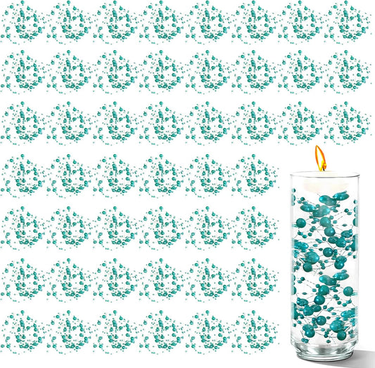 50 PCS Artificial Floating Beads for Centerpieces Vases, Blue Green 8+3mm String Beads for Wedding Party Faux Pearl String for Decorating, String Pearls for Crafts Vase Filler