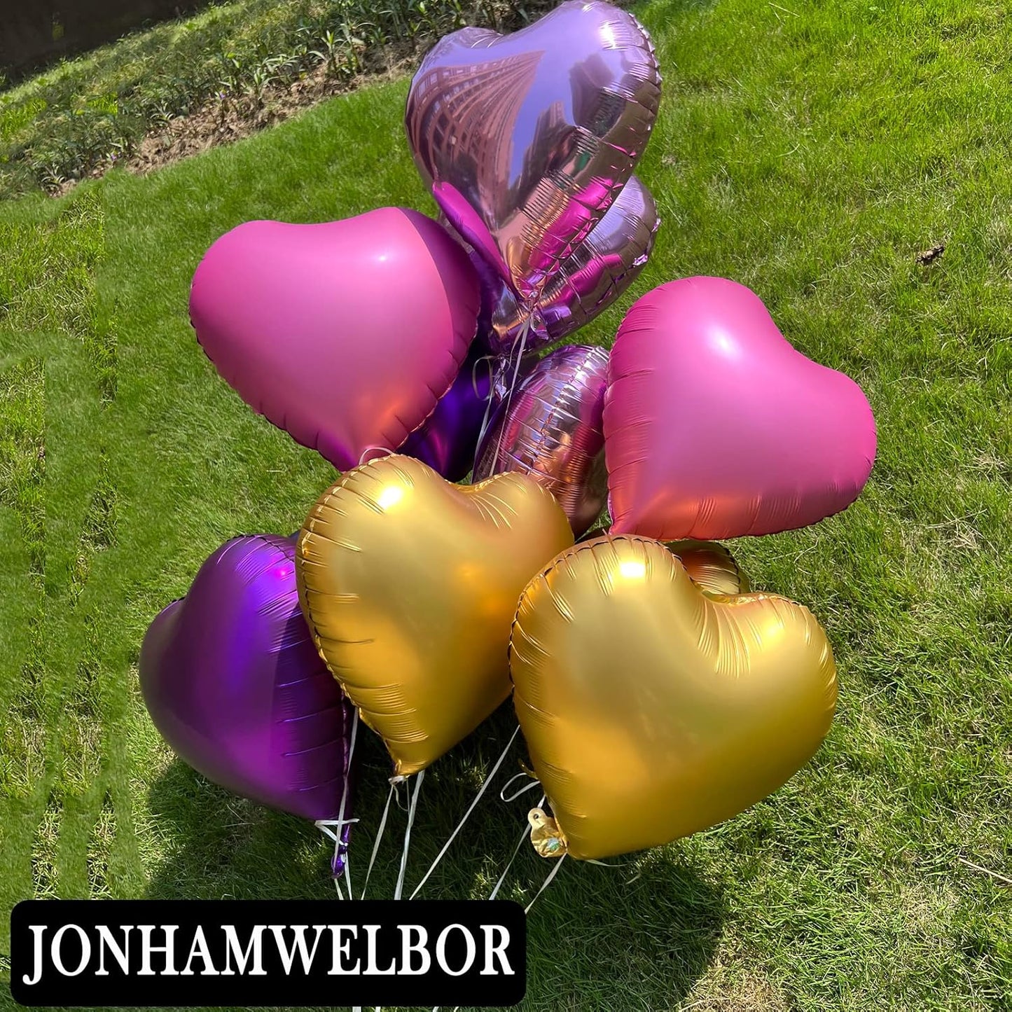 Jonhamwelbor 20Pcs 18 inch Metallic Pink Foil Mylar Heart Shape Balloons Decorations Valentines Birthday Wedding Baby Shower Party (Metallic Pink)