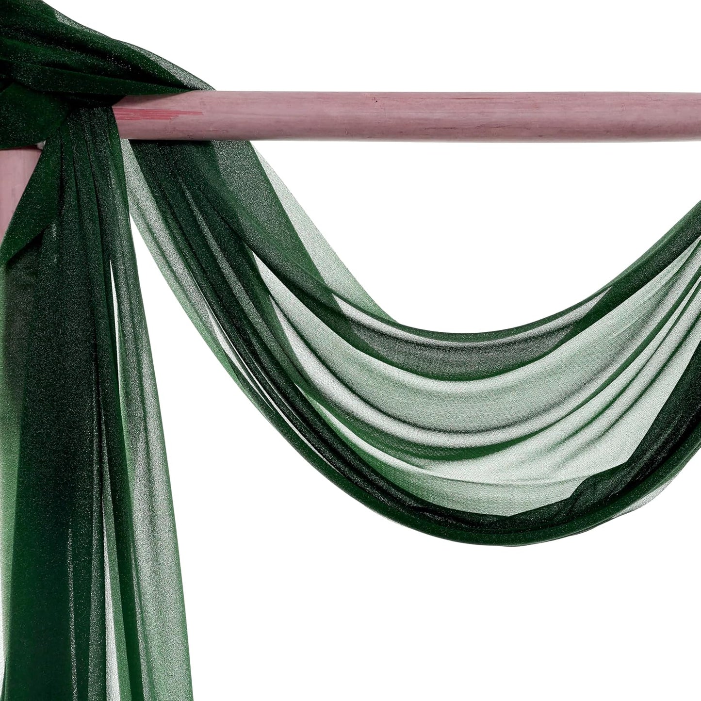 VDS Pack of 2 Panel (30 Inch X 50 Feet) Wedding Arch Draping Fabric Sheer Chiffon Fabric Drapery for Wedding Ceremony Reception Swag Backdrop Canopy Chuppah ARBO Altars Decoration (Hunter Green)