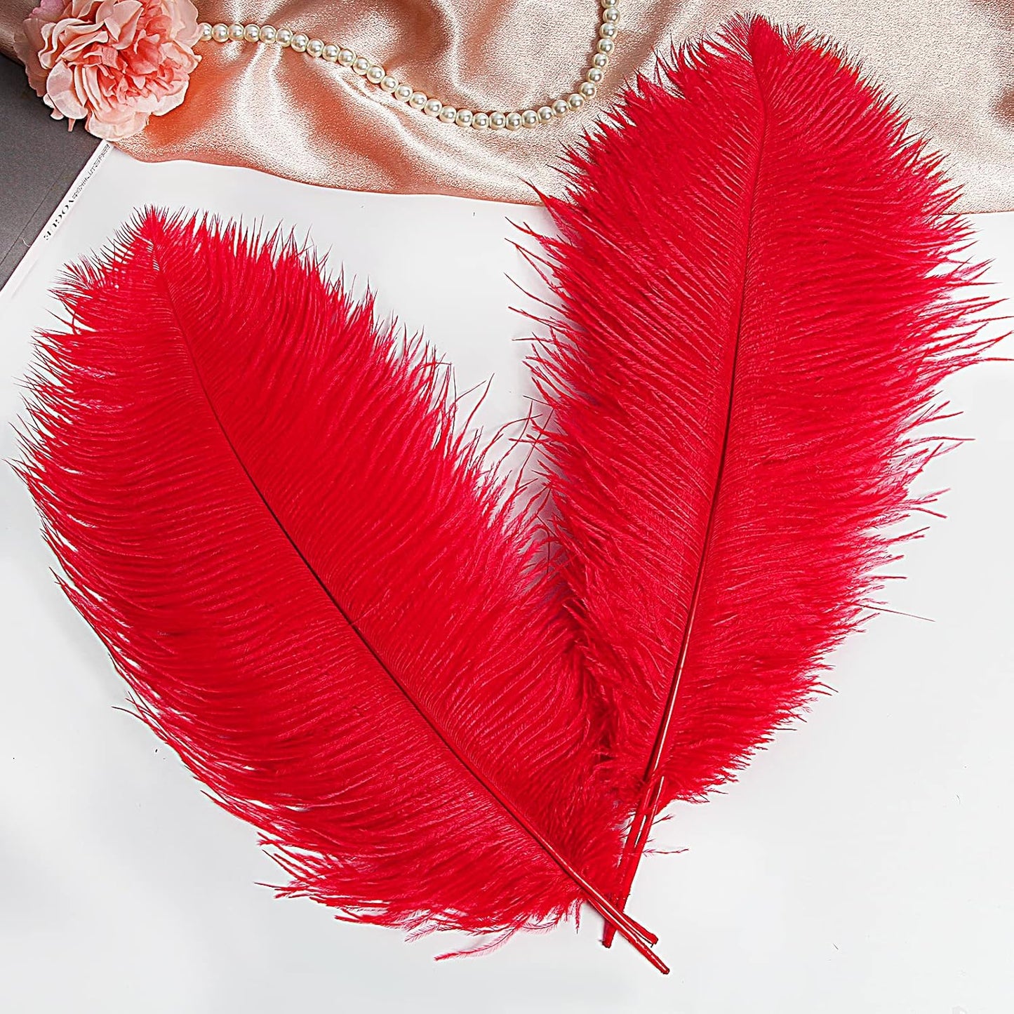 THARAHT Red Ostrich Feathers 12pcs Large Natural Bulk 12-14Inch 30cm-35cm for Wedding Party Centerpieces Halloween and Home Decoration Feathers
