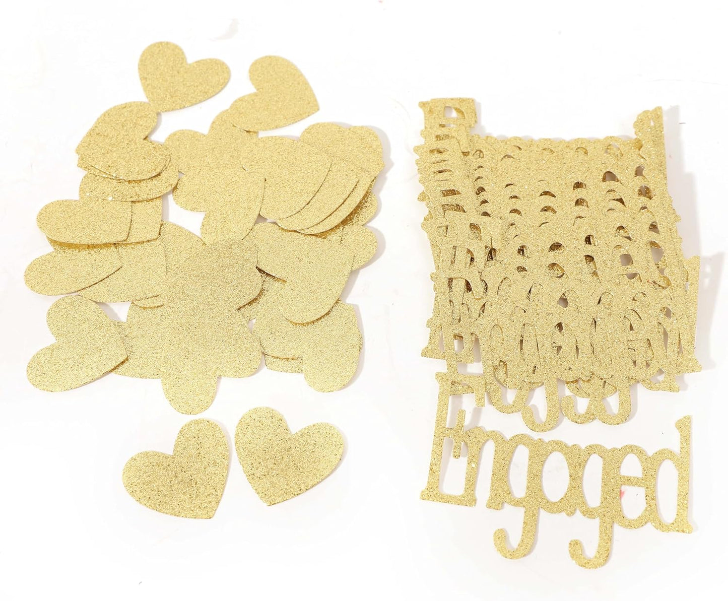 Gold Engagement Confetti With Hearts - Engagement Party Decorations, Bride To Be, Bridal Shower Decor