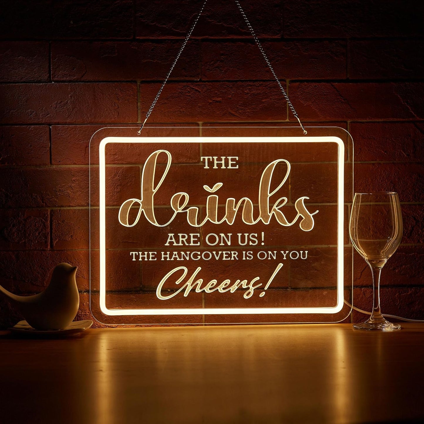Bar Neon Sign The Drinks Are On Us LED Signs The HanGover is On You Cheers Neon Light Gifts for Wedding Party Bars Pubs Neon Signs Decorations