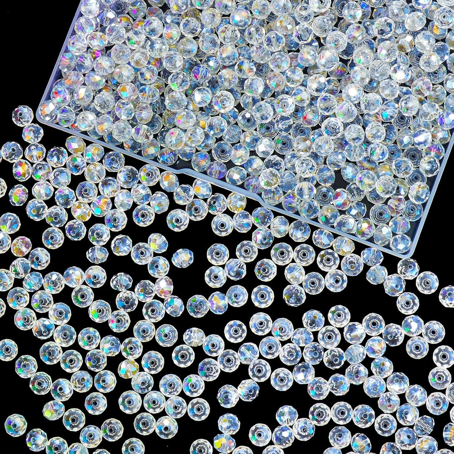 460Pcs 8mm Crystal Glass Beads for Jewelry Making Beads for Bracelets Necklace Pendants Making Supplies(White AB Color)