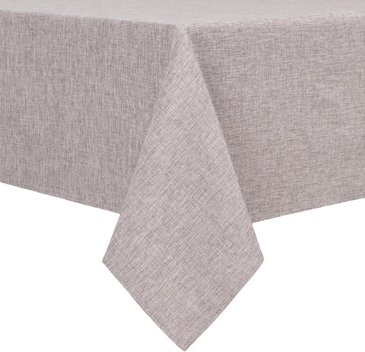 Hiasan Faux Linen Rectangle Tablecloth - Wrinkle and Stain Resistant Washable Table Cloth for Kitchen Dining Room Holiday Table Cover for Dinner, Stone, 60 x 140 Inch