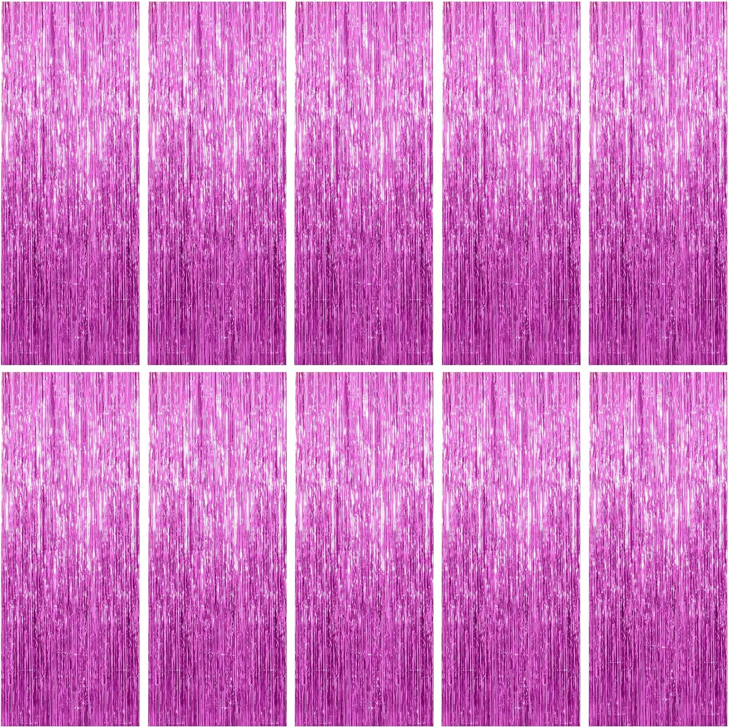 10 Pack Foil Curtain Backdrop Metallic Tinsel Foil Fringe Curtains Photo Booth Props for Birthday Wedding Engagement Baby Shower Bachelorette Christmas Holiday Celebration Party Decorations