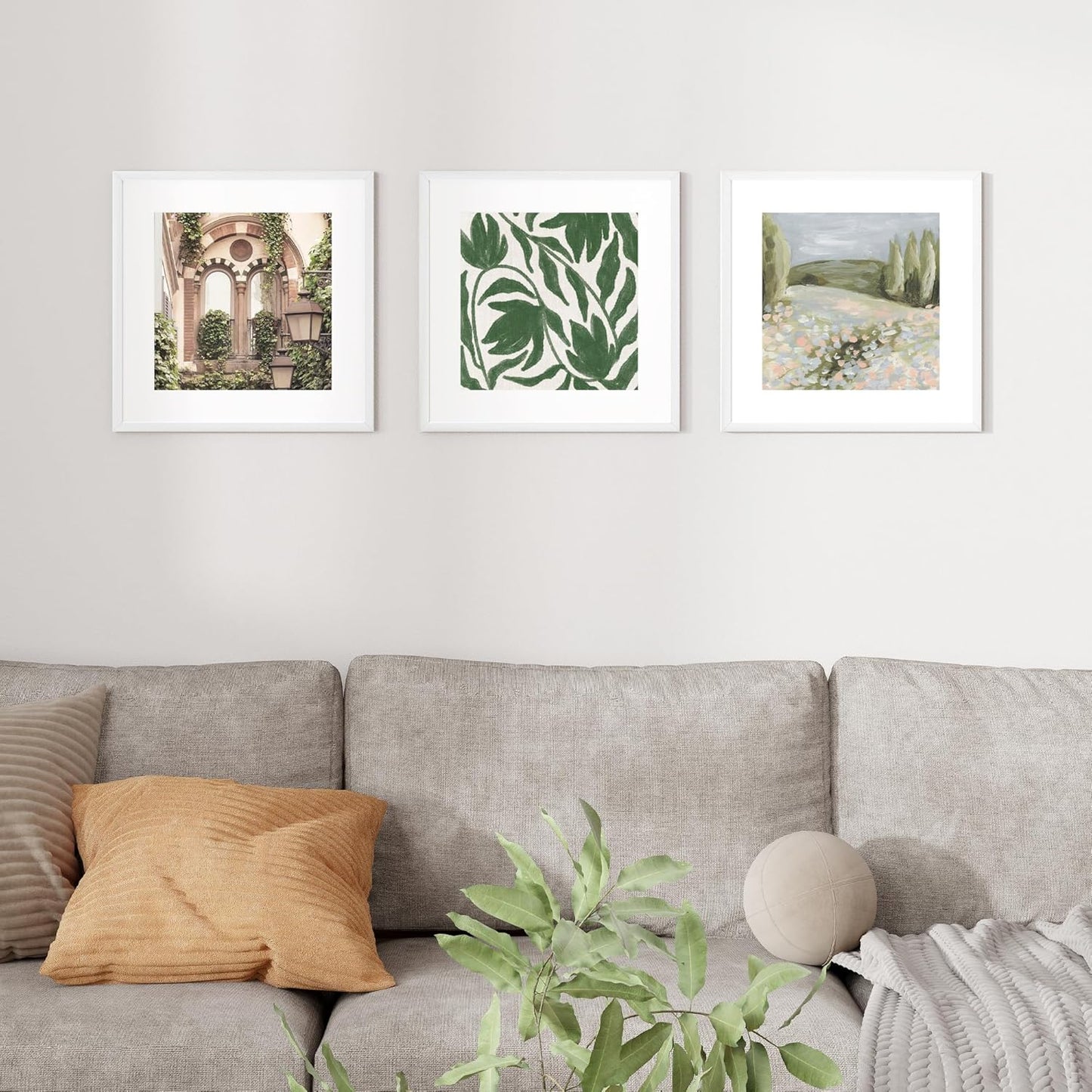 16x16 inch Picture Frame, 16x16 Photo Frames with 12x12 Removable Mat - High Definition Plexiglass - Vertical and Horizontal Display - Wall Hanging Frame - White, 3 Pack