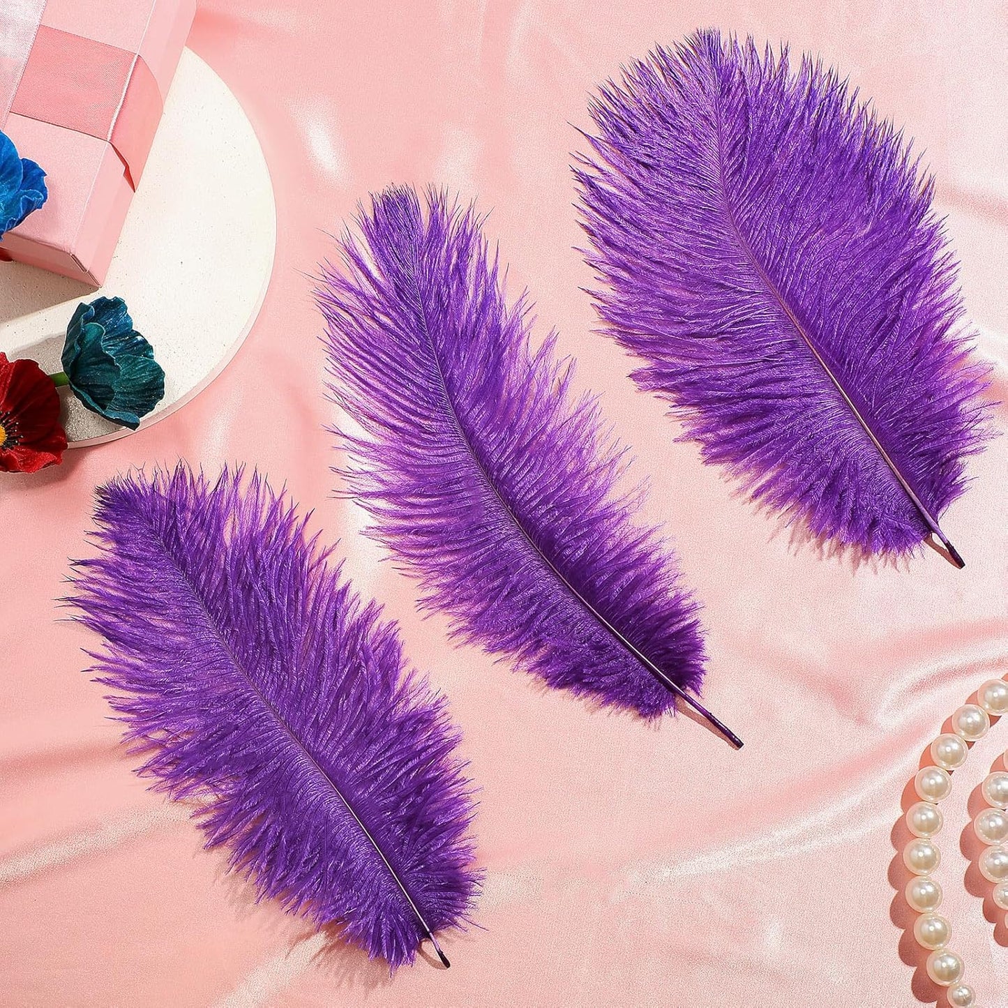 Maitys 90 Pcs Large Natural Ostrich Feathers Bulk 14-16 Inch (35-40cm) 12-14 Inch (30-35cm) 10-12 Inch (25-30cm) Ostrich Feathers Plumes for Centerpieces Wedding(Purple)