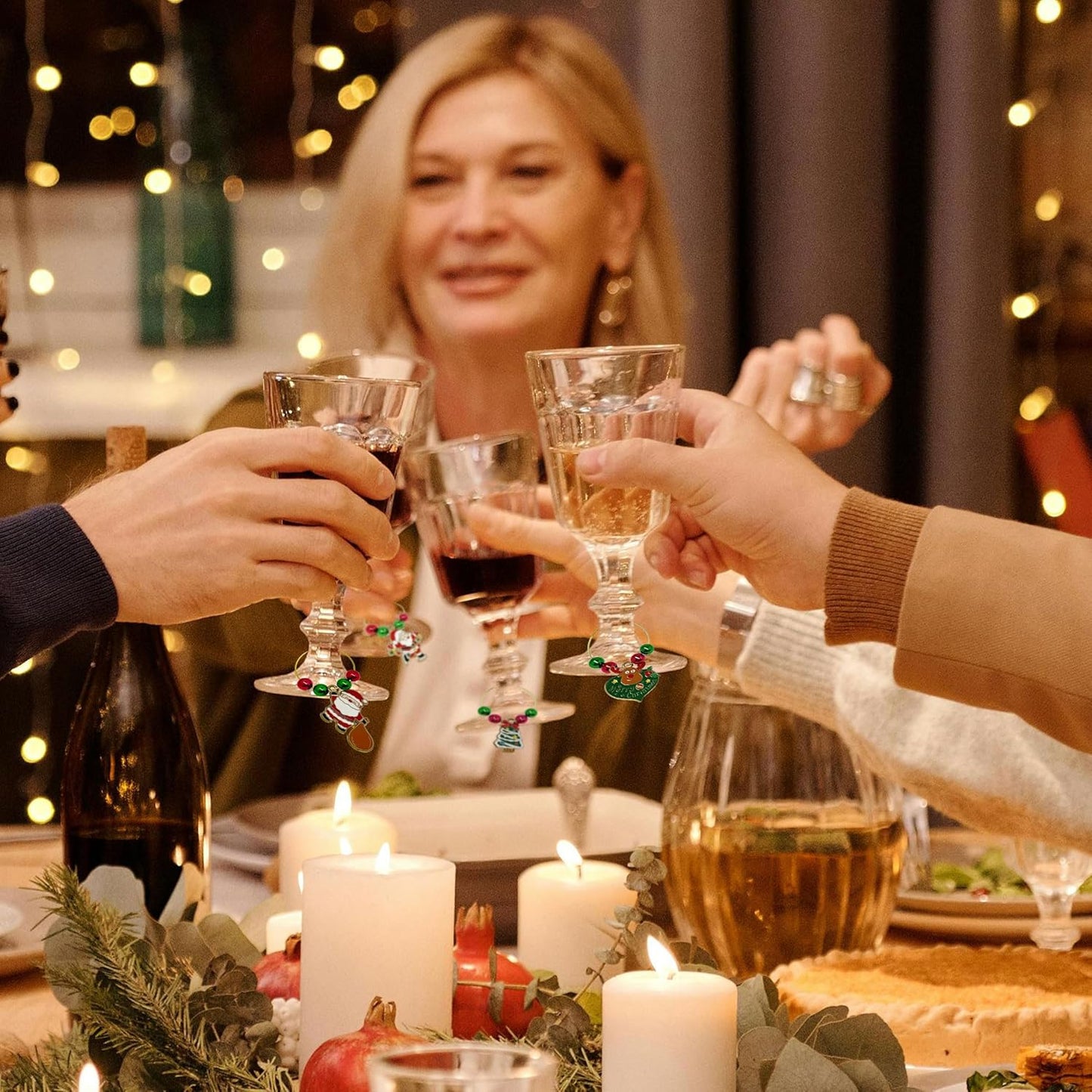 50 Sets Wine Glass Charms, Wine Charms for Stem Glasses, DIY Reusable Drink Markers for Weddings & Bachelorette with Alphabet Beads