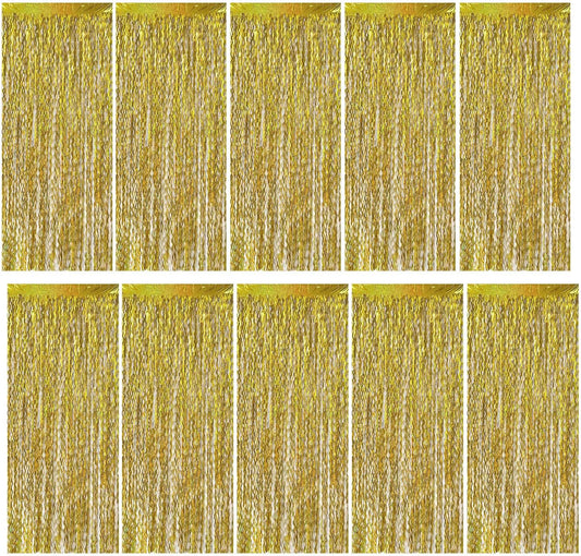 Gold Backdrop Birthday Decorations Foil Curtain Backdrop Gold Streamers Dance Party Decorations Photo Booth Props for Bachelorette Decorations Christmas Halloween New Years Eve Party Supplies