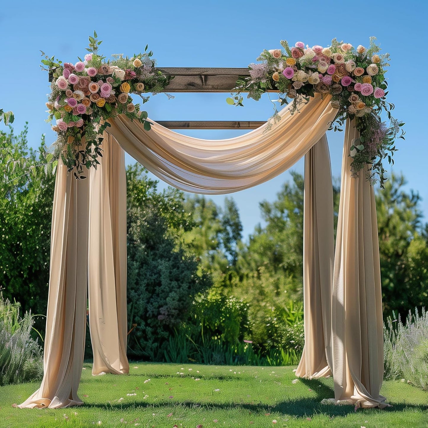 Wedding Arch Draping Fabric 1 Panel 28.7" x 20FT Nude Sheer Chiffon Backdrop Drapes for Wedding Ceremony Birthday Party Bridal Shower Outdoor Decoration