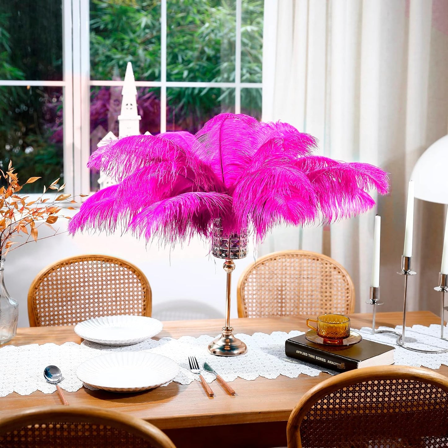 Fuchsia Large Ostrich Feathers Bulk- 16-18 inches 10pcs for Wedding Party Centerpieces,Flower Arrangement and Home Decorations (Fuchsia)