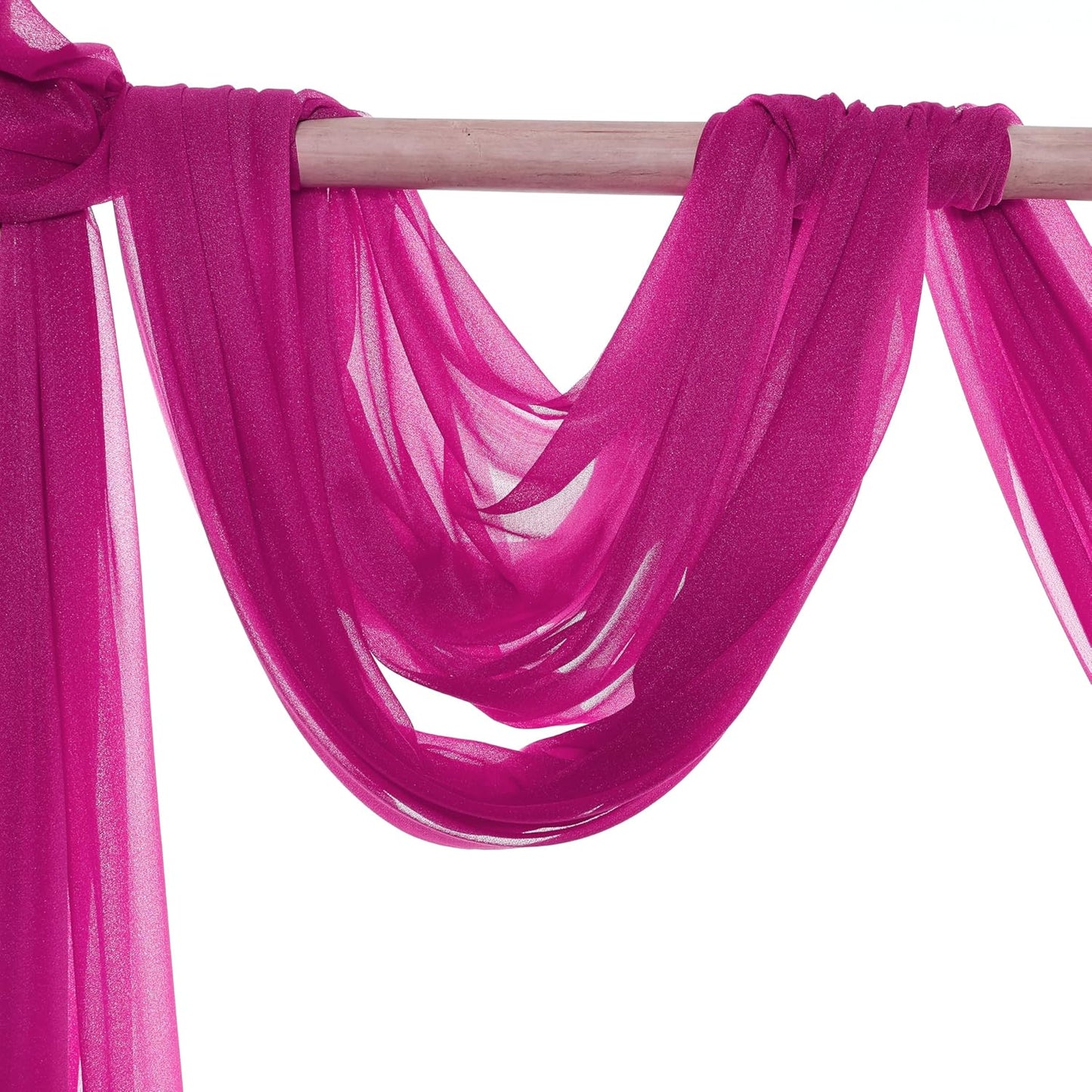 VDS Pack of 2 Panel (30 Inch X 20 Feet) Wedding Arch Draping Fabric Sheer Chiffon Fabric Drapery for Wedding Ceremony Reception Swag Backdrop Canopy Chuppah ARBO Altars Decoration (Magenta)