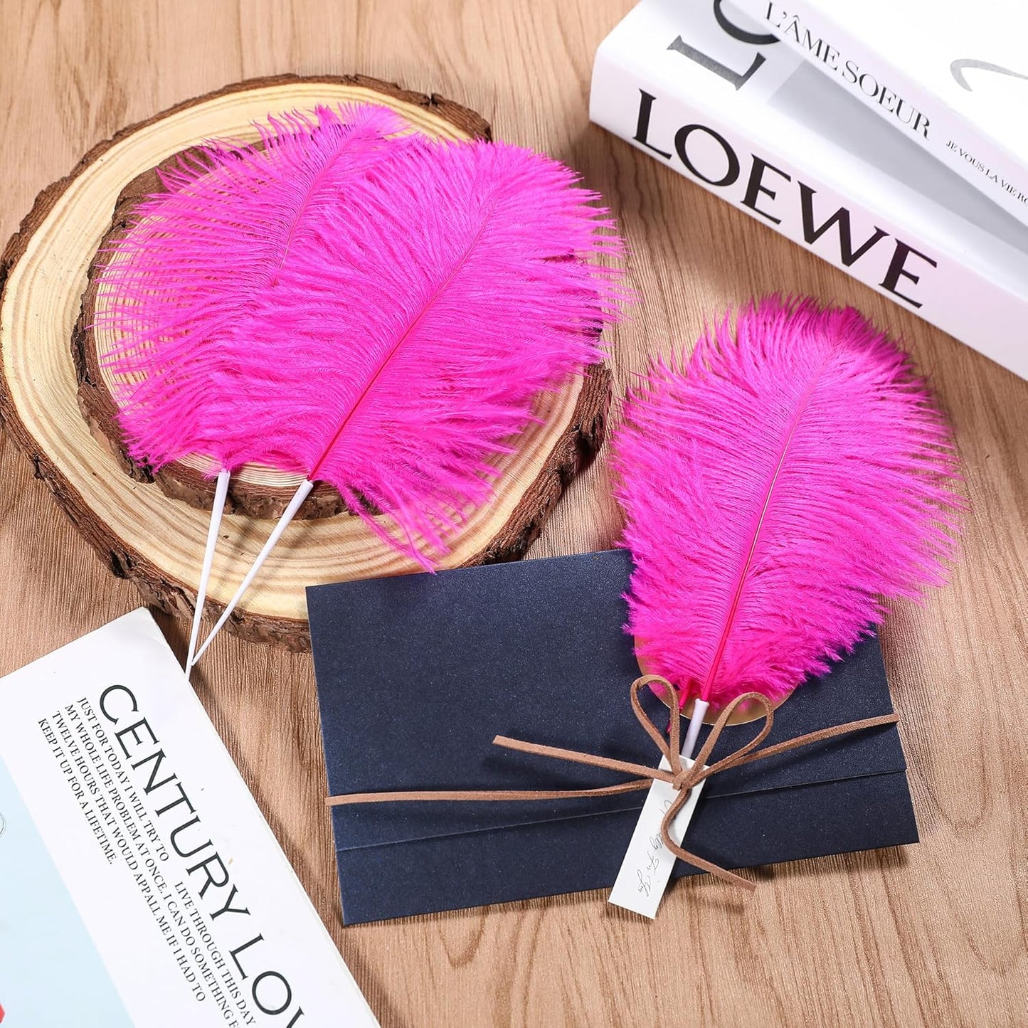 SOGUGOM Fuchisa Craft Ostrich Feathers - 30PCS 8-10 inch Ostrich Feathers Kit for Centerpieces, Kindergarten Crafts, Dream Catchers and DIY Projects(Fuchisa)