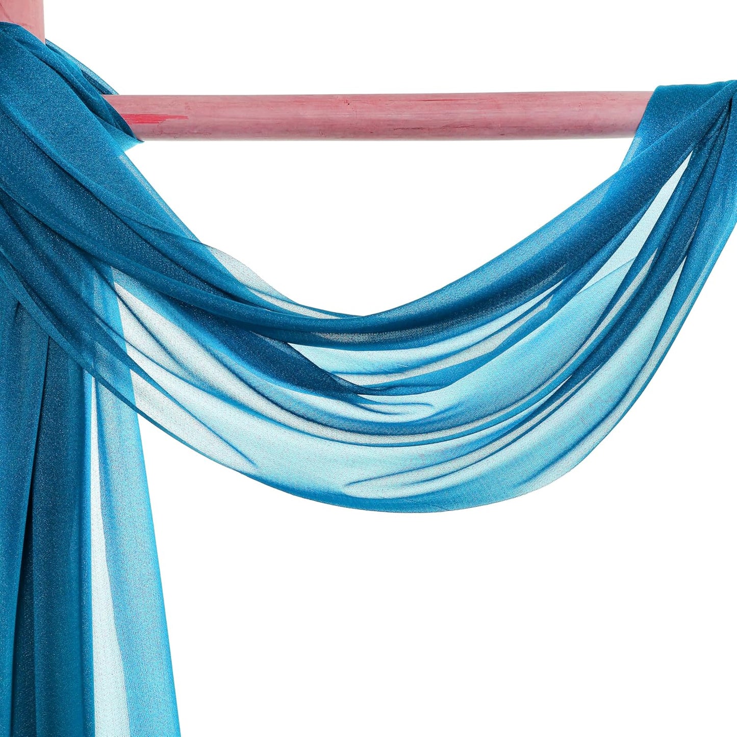 VDS Pack of 2 Panel (30 Inch X 40 Feet) Wedding Arch Draping Fabric Sheer Chiffon Fabric Drapery for Wedding Ceremony Reception Swag Backdrop Canopy Chuppah ARBO Altars Decoration (Dark Teal)