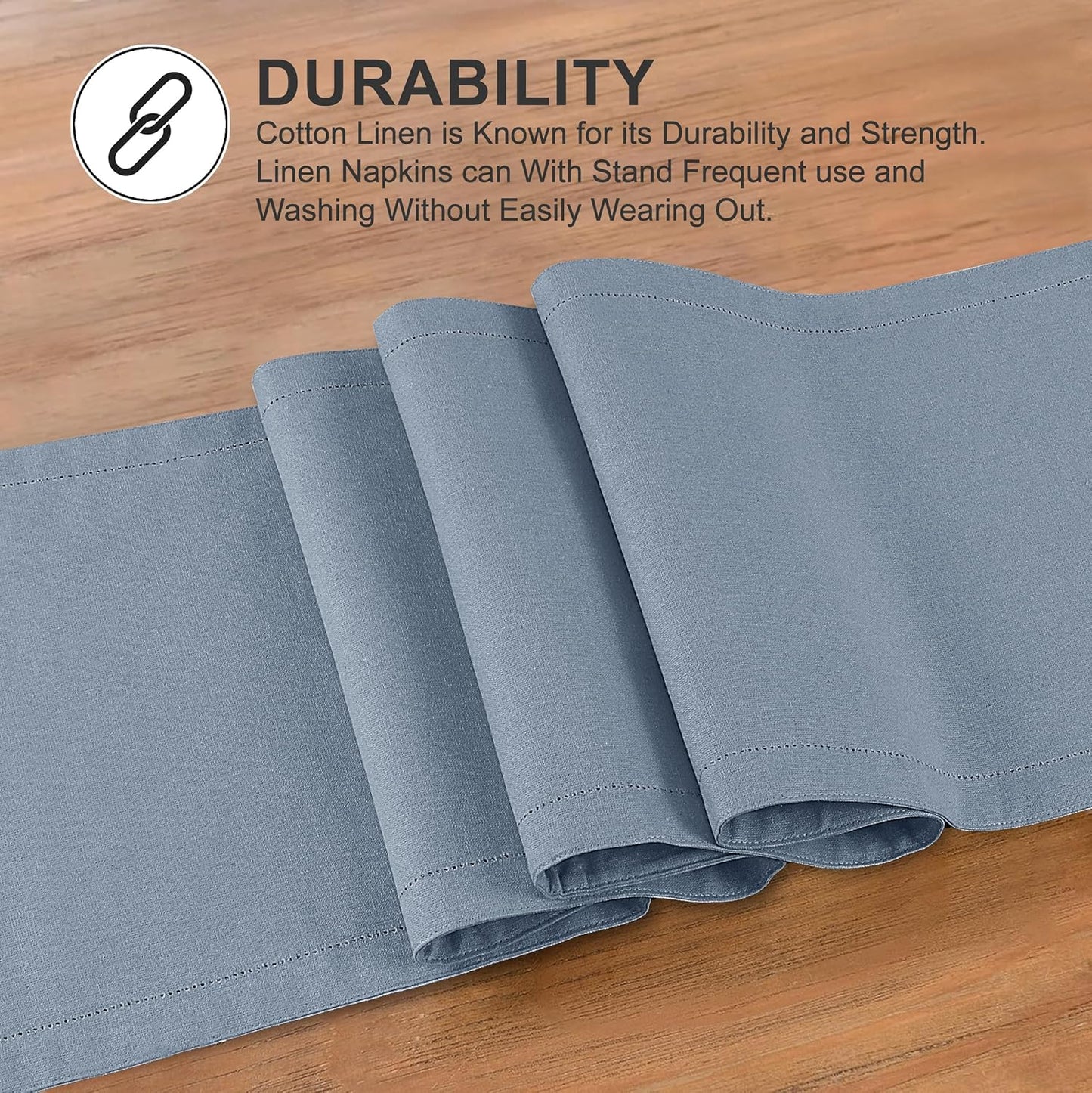 Ruvanti Linen Table Runner 108 Inches, Classic Hemstitch, Washable, Reusable, Non-Slipping, Stain Resistant- Perfect for Parties, Weddings, Dinners, Thanksgiving, Christmas, Indoor use – Grey