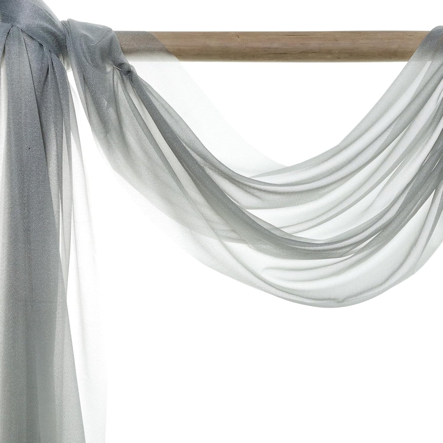 VDS Pack of 1 Panel (30 Inch X 50 Feet) Wedding Arch Draping Fabric Sheer Chiffon Fabric Drapery for Wedding Ceremony Reception Swag Backdrop Canopy Chuppah ARBO Altars Decoration (Grey)