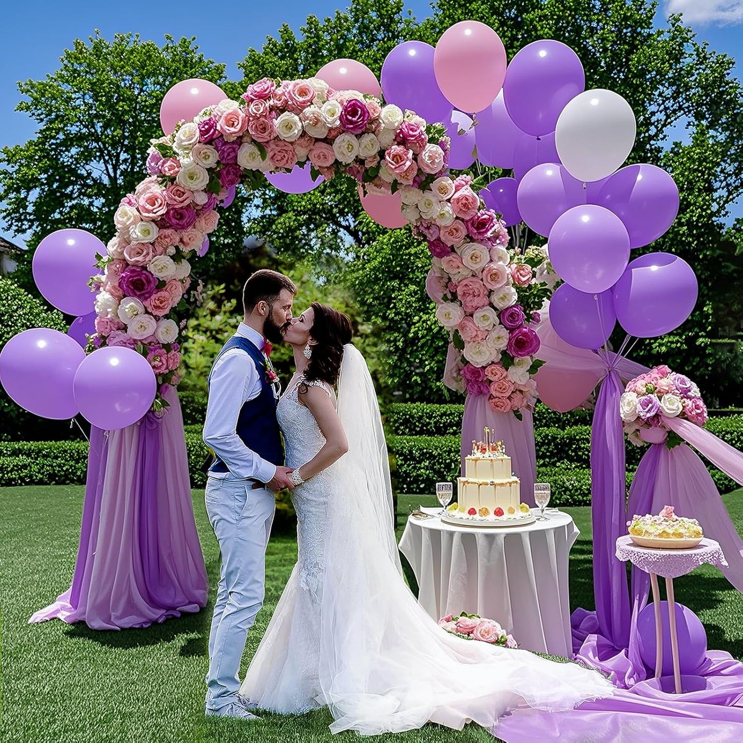 Purple Halloween Balloons, Latex Party Balloons with Ribbons, 100 Pack 12 inch Round Helium Balloons for Purple Wedding,Graduation,Birthday,Halloween Party Decorations and Spooky Party