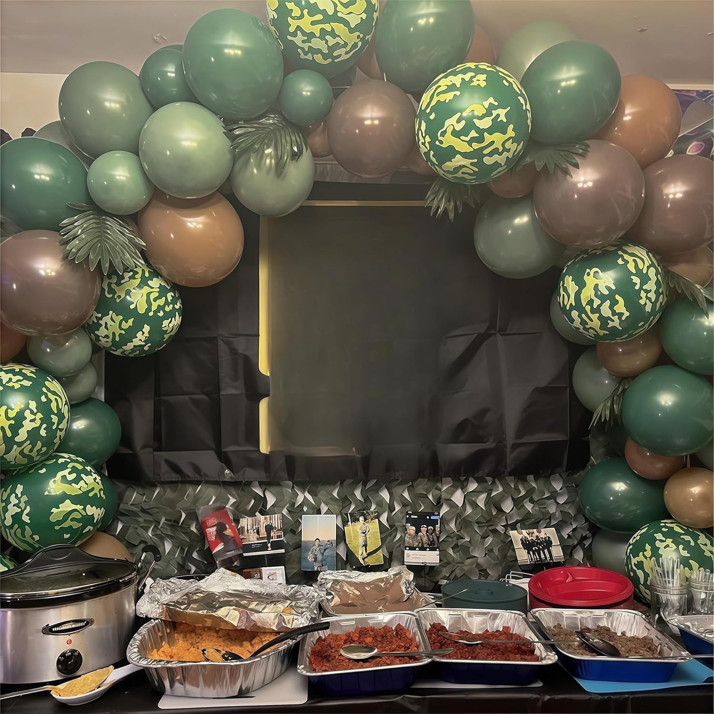 Green and Brown Army Balloons Set, 12 Inch Dark Sage Green Retro Light Coffee Brown Camo Latex Balloons for Camouflage Birthday Party Hunting Soldier Camping Jungle Themed Party Decorations Supplies