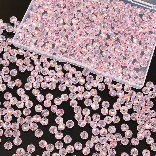 460Pcs 8mm Crystal Glass Beads for Jewelry Making Beads for Bracelets Necklace Pendants Making Supplies(Pink)