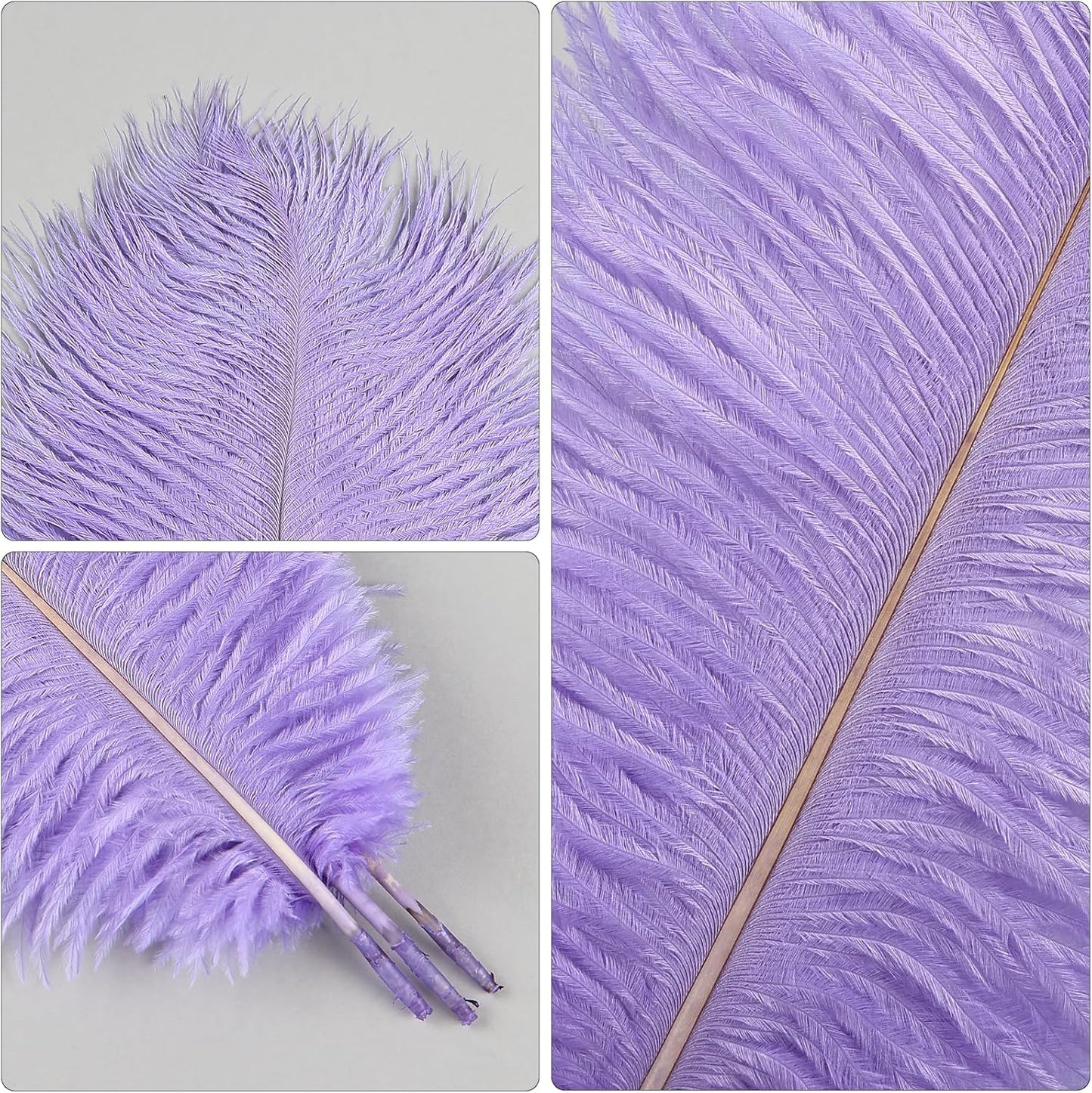 THARAHT Lavender Ostrich Feathers 24pcs Natural Bulk 8-10Inch 20cm-25cm for Crafts Wedding Party Centerpieces Flower Arrangement Easter Gatsbi and Home Decoration Feather