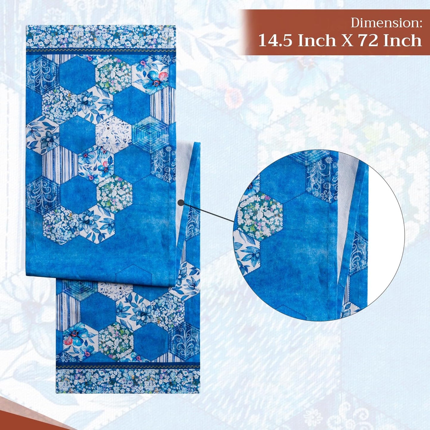 Maison d' Hermine Table Runner 100% Cotton Single Layer Table Runners 72 inches Long Decorative for Home Kitchen Dining Party Wedding Bridal Shower Spring Summer (Summer Blues, 14.50" x 72")
