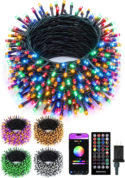 Minetom LED Color Changing Smart RGB Christmas Tree Lights, 132ft 400LED String Lights, 16 Milion Adjustable Colors Fairy Lights with Remote & Timer & Memory Function for Xmas Tree Holiday Party