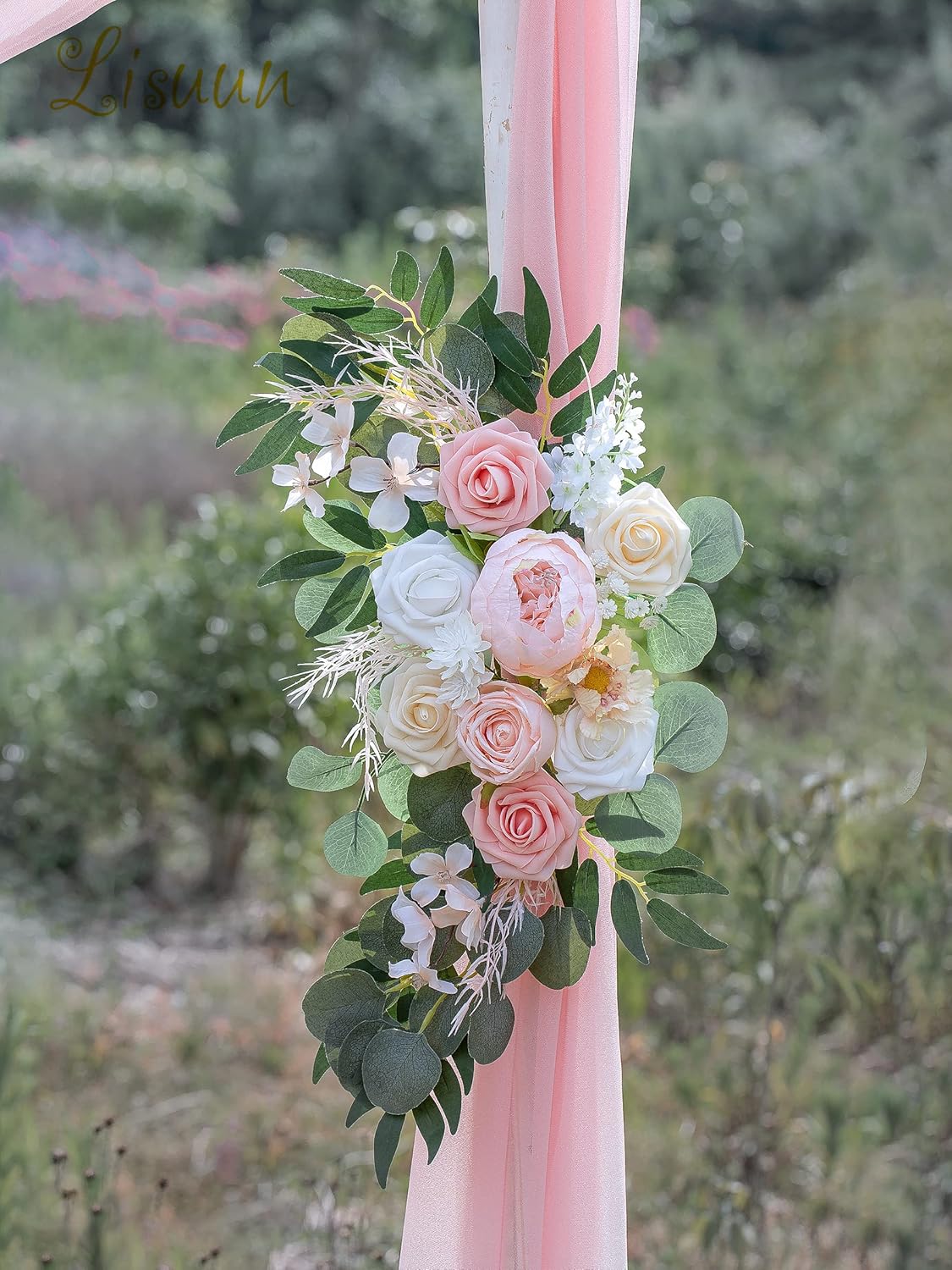 Wedding Arch Flowers, Artificial Flowers for Decoration, Large Flower Swag for Boho Styles Wedding Ceremony Floral Decor - Pack of 2