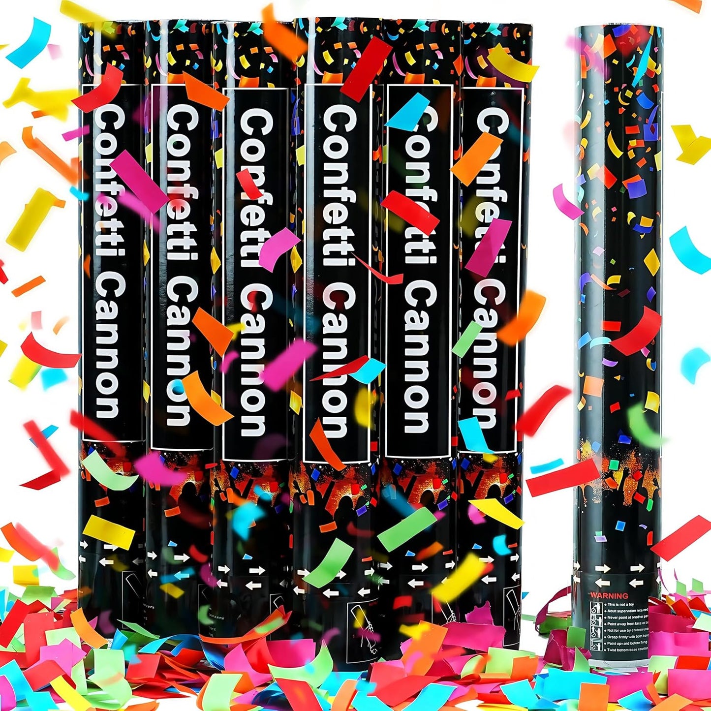 16in Biodegradable Confetti Poppers,Confetti Cannons Bulk with Colorful Confettis Design for Ceremony Party Favor Supplies,Birthday Holiday,Halloween Thanksgiving,Christmas,New Year's Eve(6Pack)