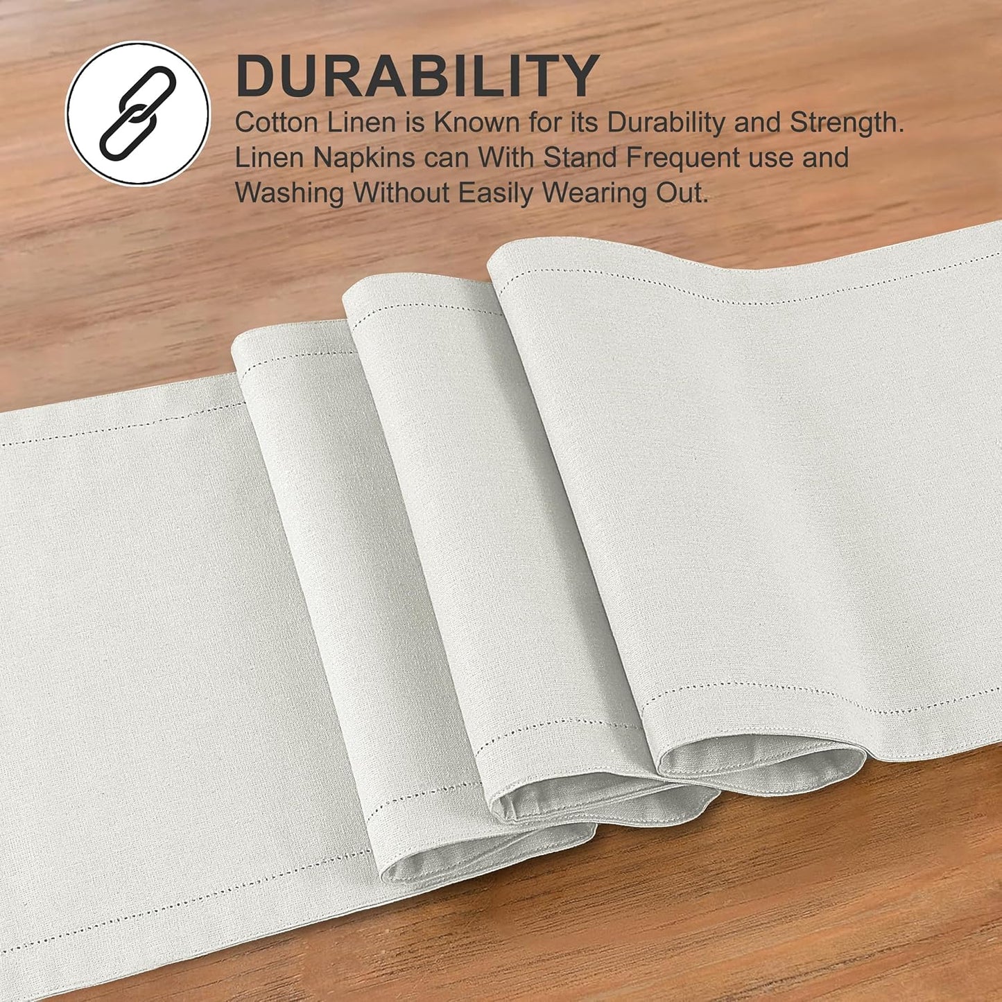 Ruvanti Linen Table Runner 72 Inches, Classic Hemstitch, Washable, Reusable, Non-Slipping, Stain Resistant- Perfect for Parties, Weddings, Dinners, Thanksgiving, Christmas, Indoor use – Ivory