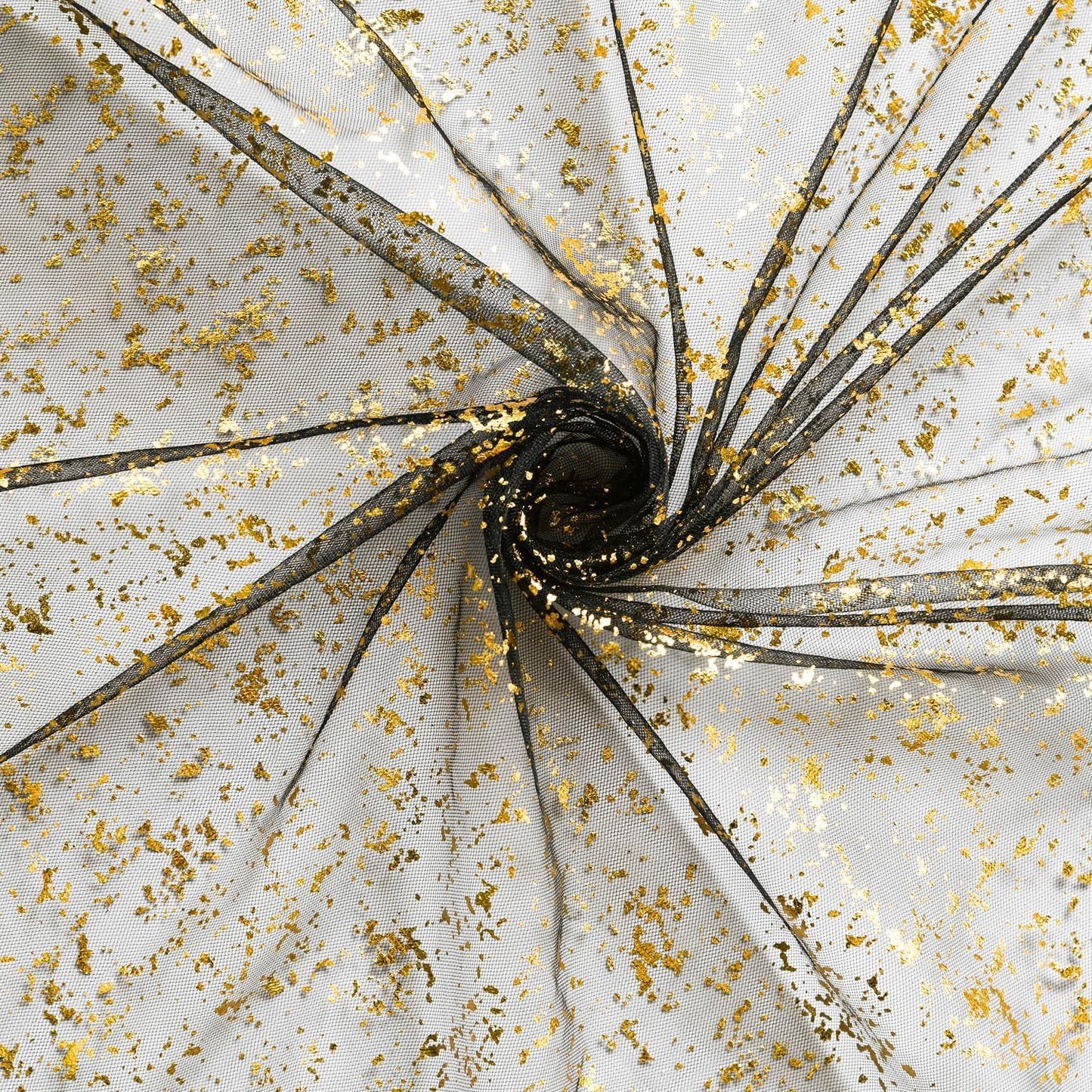 Artoid Mode 3Pcs Black Gold Gauze Table Runner 120 Inch 10FT, Glitter Metallic Foil Sheer Dining Wedding Anniversary Holiday Birthday Table Decor for Home Party