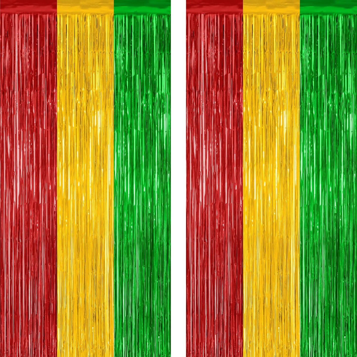 2 Pack Black History Month Decorations, 3.28 FT x 7.05 FT Backdrop Curtains, Red Yellow Green Color Tinsel Backdrop Fringe Curtains Party Streamer, Black History Month Door Decor