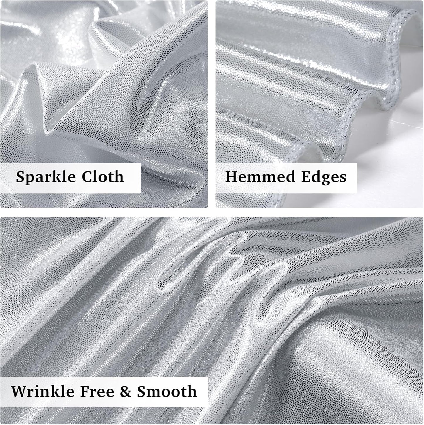 20ftx10ft Silver Sequin Backdrop Curtain for Parties, Wrinkle Free 4 Panels 5x10FT Glitter Photo Backdrop Drapes Shimmer Back Drop Cloth for Wedding Birthday Christmas Photography Background