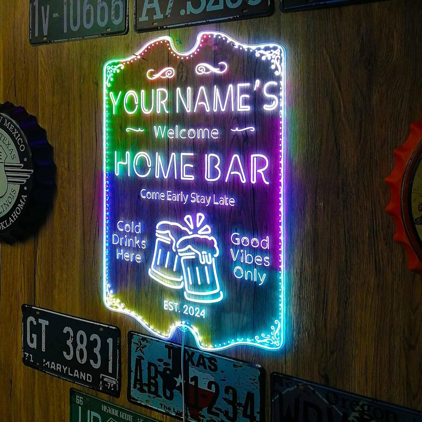 ADVPRO Personalized Your Name Home Bar RGB Dynamic Glam LED Sign - Cut-to-Edge Shape - Smart 3D Decoration - Multicolor Signage st06s86-fnd-p11a-tm-c
