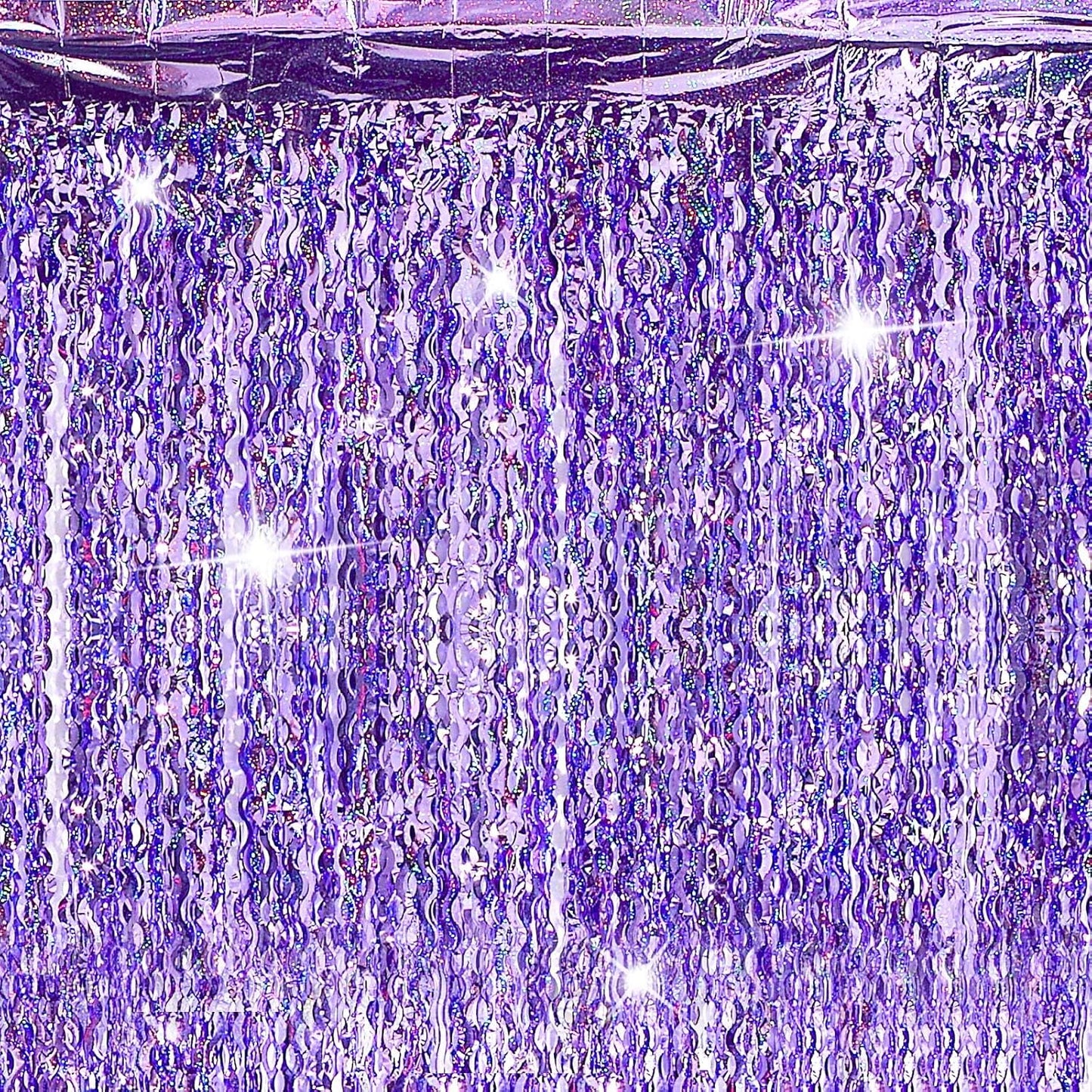 Jutom 6 Pieces 3.3 x 6.6 ft Wavy Tinsel Foil Fringe Curtains Foil Fringe Streamer Backdrop Party Curtain for Sea Mermaid Baby Shower Birthday Party Decoration(Purple)