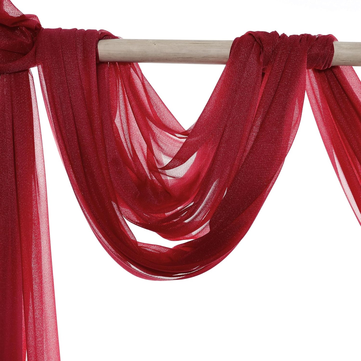 VDS Pack of 1 Panel (30 Inch X 40 Feet) Wedding Arch Draping Fabric Sheer Chiffon Fabric Drapery for Wedding Ceremony Reception Swag Backdrop Canopy Chuppah ARBO Altars Decoration (Apple Red)