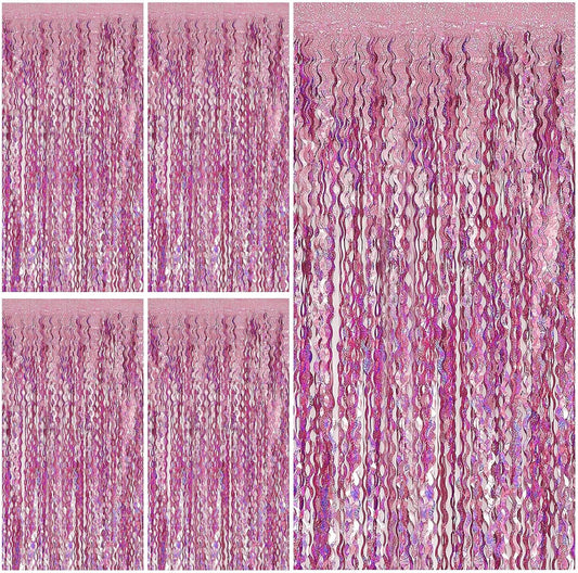 Tinsel Foil Fringe Curtains Wavy Backdrop for Parties Sparkle Metallic Wavy Foil Fringe Backdrop Curtain for Party Decorations Photo Booth Props for Birthday Graduation Wedding