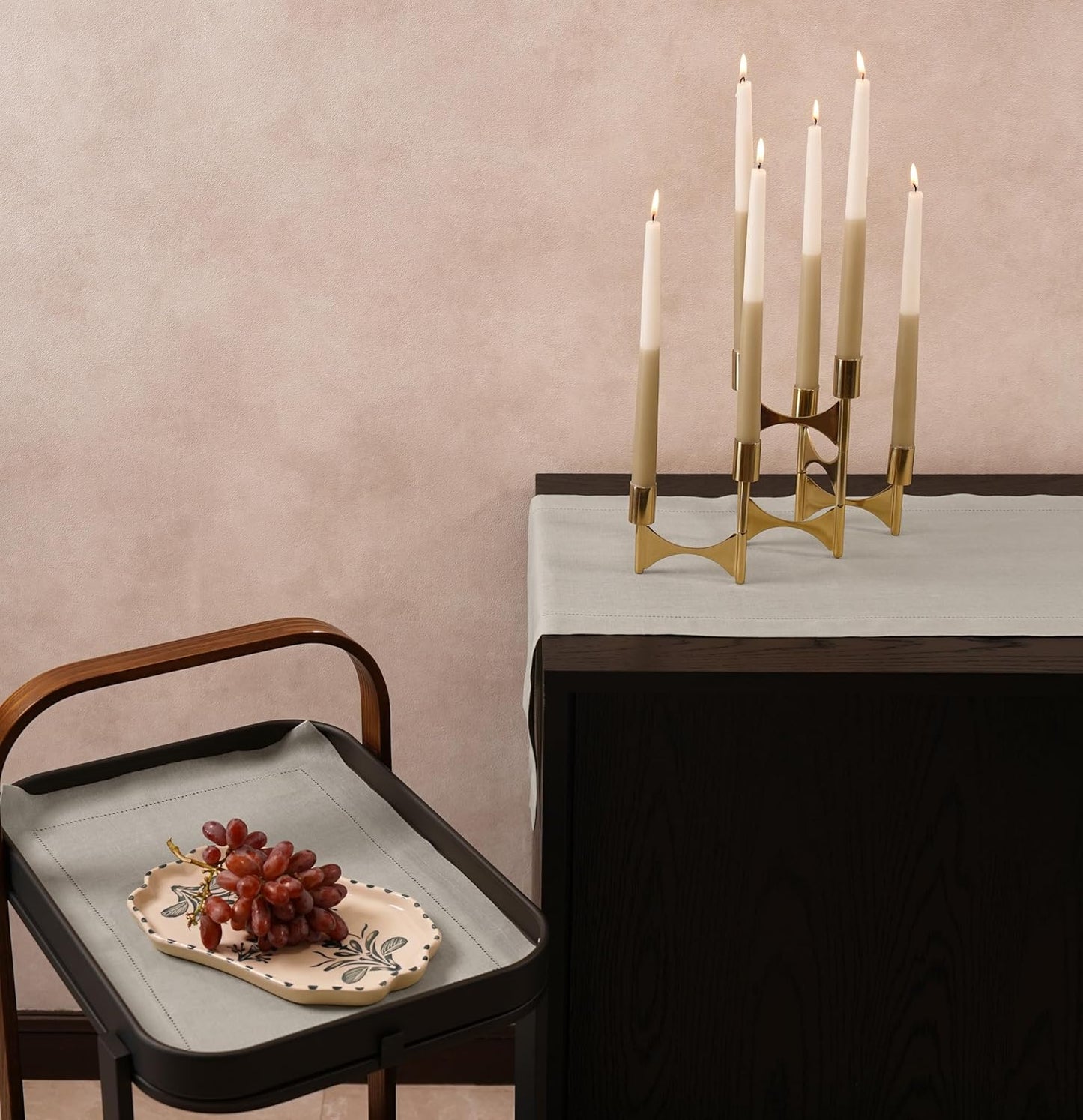 100% Pure Linen Sage Green Placemats 14 x 19 Inch - Hemstitch Christmas Dinner Placemat Set of 4 - Elegant Cloth Fabric Table Mats for Thanksgiving, Winter, New Year - Elara