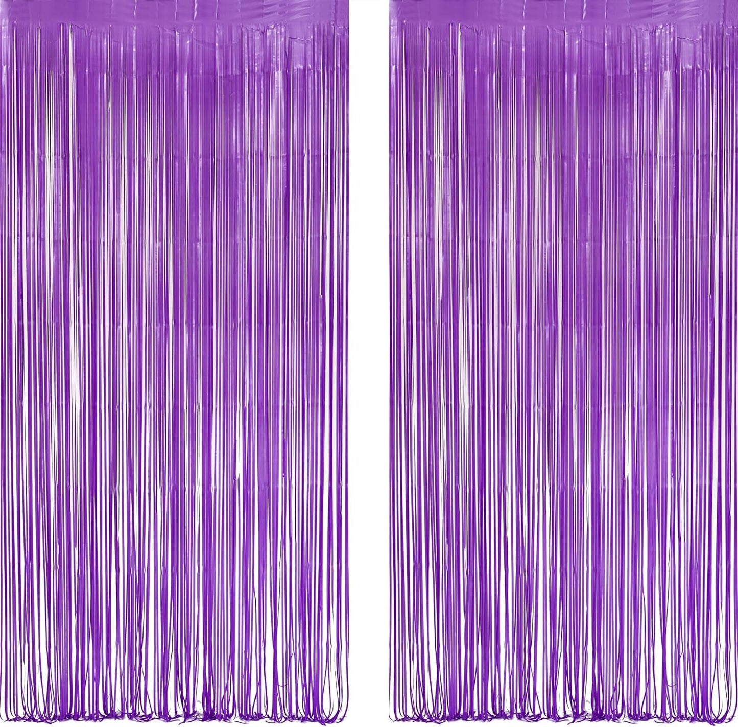 Purple Foil Fringe Party Backdrop - GREATRIL Party Streamers for Mermaid/Butterfly/Wednesdays/Star Birthdays Party Decoration - 3.2ft X 8.2ft - 2 Packs