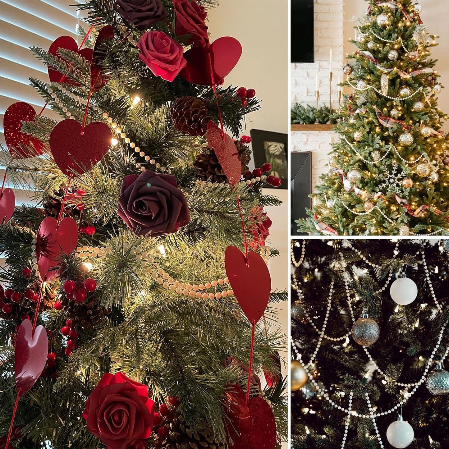 [16.4Feet] Pearl Beads Garland, 12MM 5.4 Yards Faux Pearl Beads String Roll Bulk for DIY Craft Wedding Party Christmas Tree Decoration