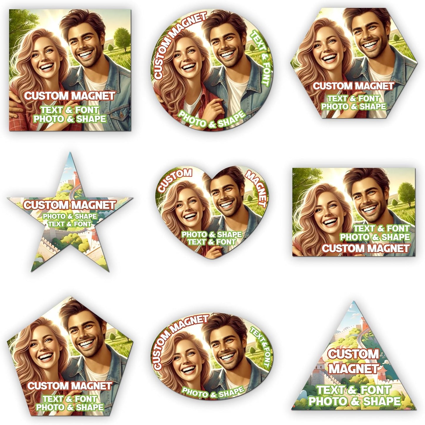 KETABAO – 10" Personalized Car and Refrigerator Star Photo Magnets - Create Customized Photo Magnets for The Office and Kitchen