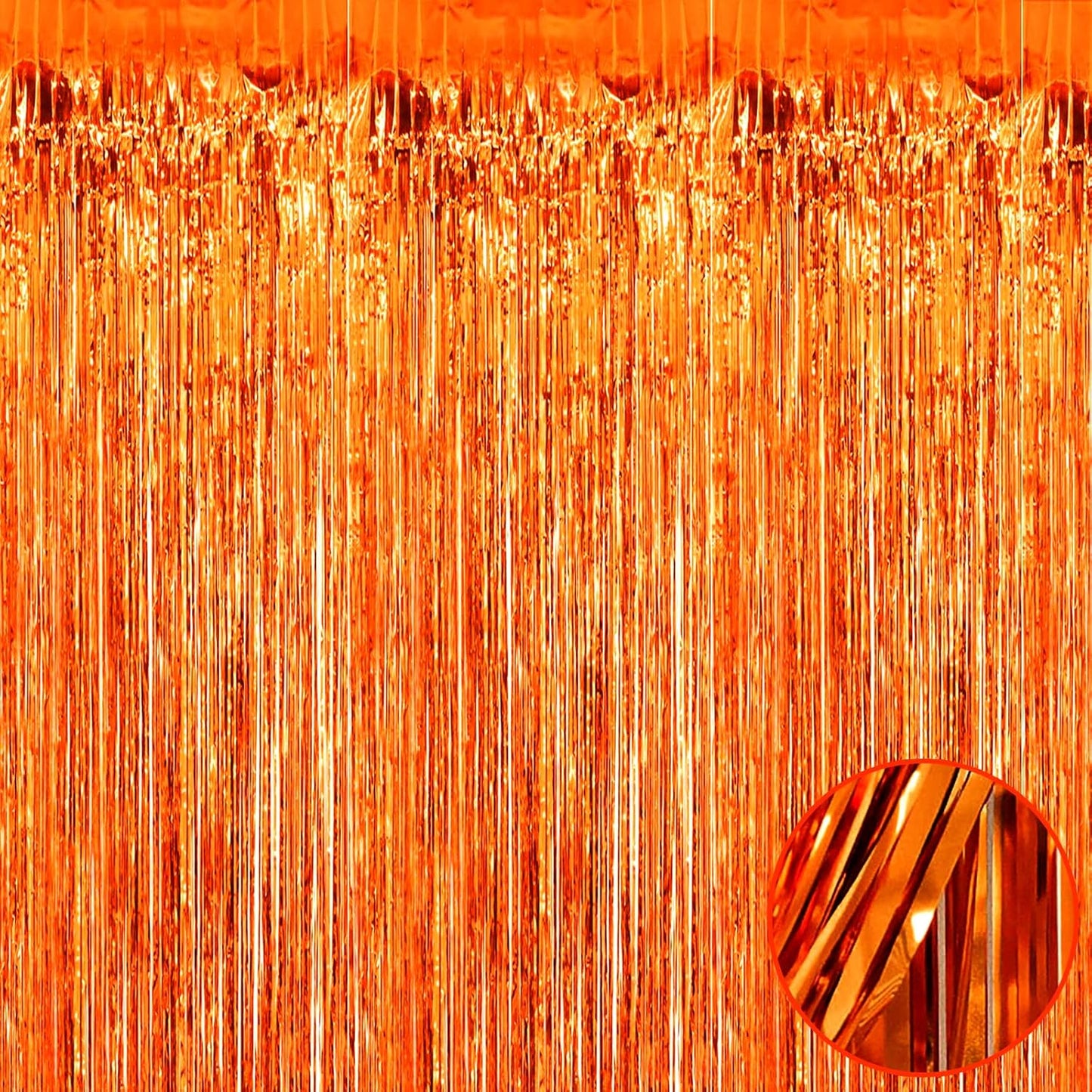 4 Pack Orange Foil Fringe Curtain Backdrop, 3.28Ft x 9.84Ft Metallic Tinsel Foil Fringe Streamers Curtains for Party, Photo Booth Props, Birthday, 2022 Graduation Decoration Supplies, orange 3m