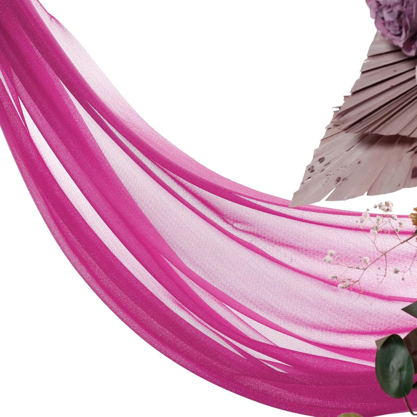 VDS Pack of 2 Panel (30 Inch X 100 Feet) Wedding Arch Draping Fabric Sheer Chiffon Fabric Drapery for Wedding Ceremony Reception Swag Backdrop Canopy Chuppah ARBO Altars Decoration (Magenta)