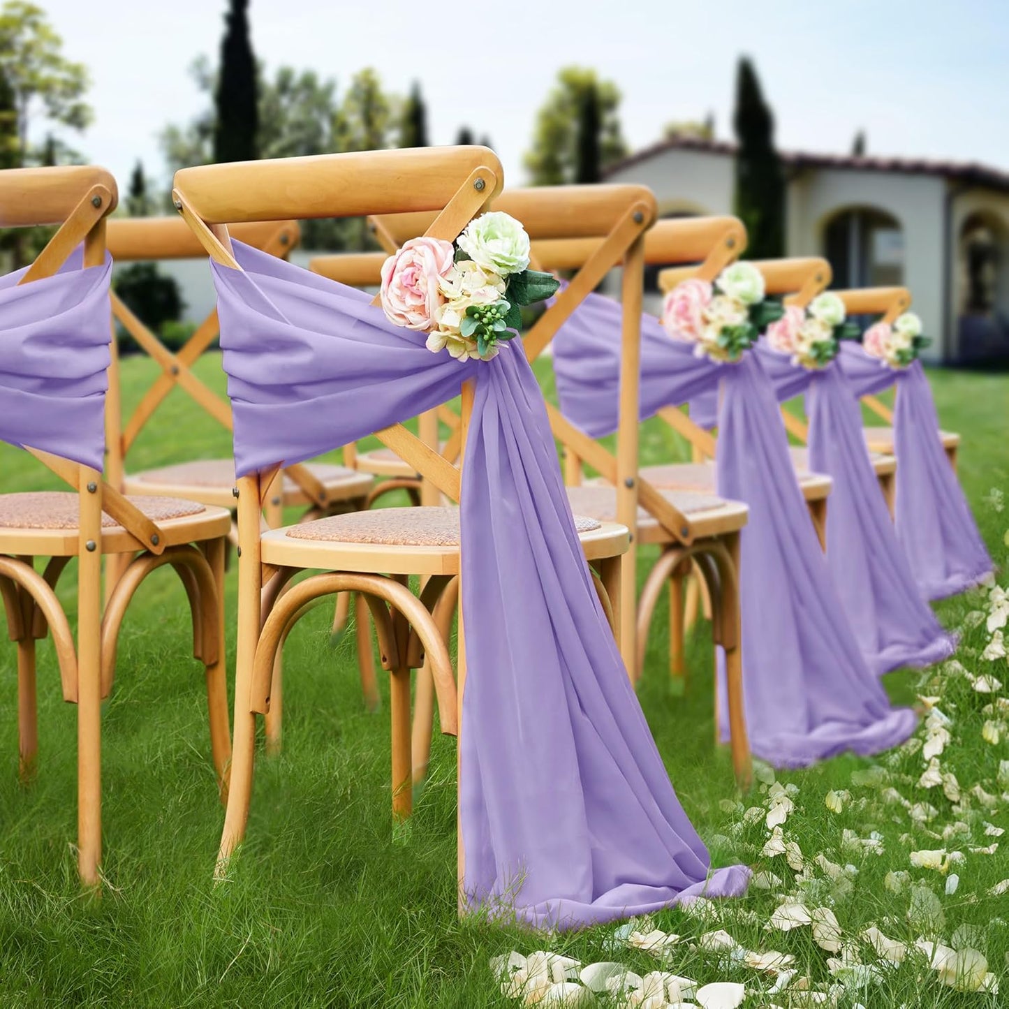 VACVELT Wedding Arch Draping Fabric, Lilac Chiffon, 1 Panel Sheer Drapes, 30 Inch x 20ft Chiffon Backdrop Curtain, Outdoor Sheer Drapery for Ceremony Party Ceiling