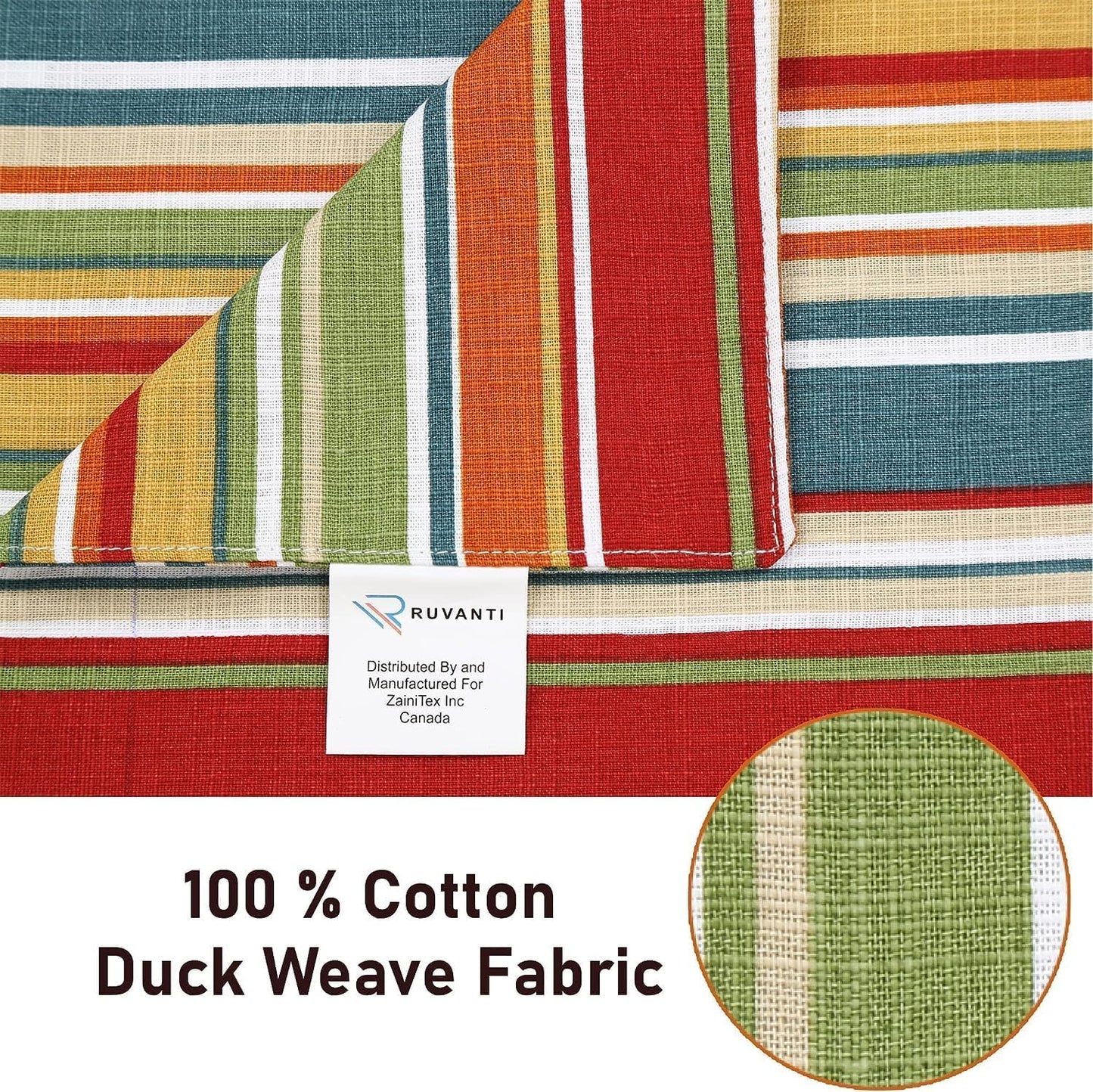 Ruvanti 100% Cotton Table Runner 108 Inches Long, Non-Slip, Stain Resistant, Washable & Reusable Table Runners Perfect for Wedding, Parties, Christmas, Holiday, in-Door use - Multi Stripe