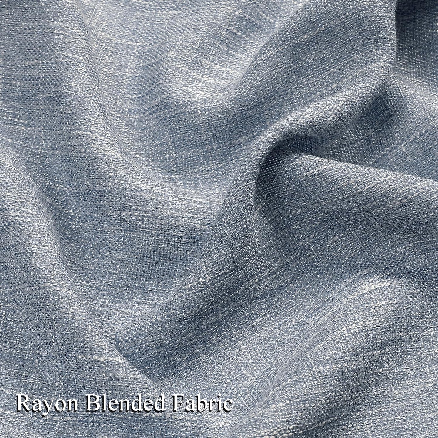 Vision Home Chambray Blue Pinch Pleated Semi Sheer Curtains Textured Light Filtering Window Curtains 95 inch for Living Room Bedroom Rayon Blended Blue Pinch Pleat Drapes with Hooks 2 Panels 40"Wx95"L